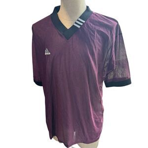 Adidas Vintage ADIDAS 90's Mesh SOCCER Jersey Maroon Purple Shirt Semi Sheer